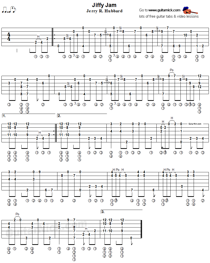 Jiffy Jam - fingerstyle guitar tab