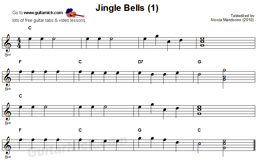 Jingle Bells - easy guitar sheet music