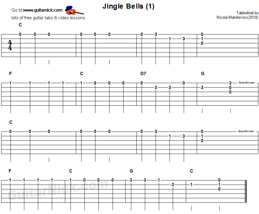 Jingle Bells - easy guitar tablature