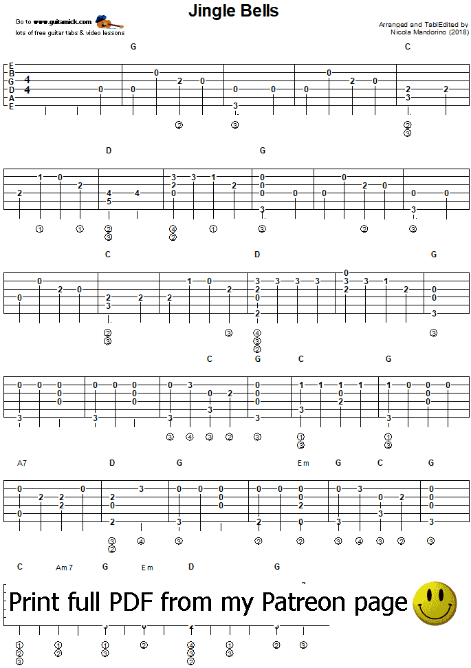 Jingle Bells - fingerstyle guitar tab