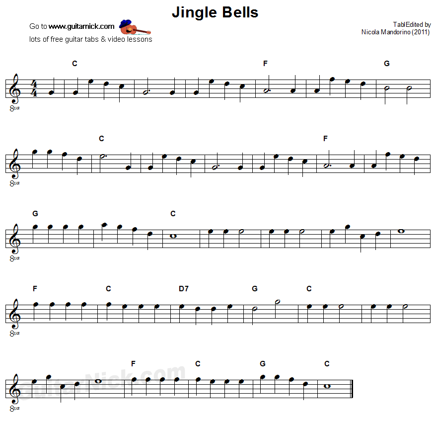 Jingle Bells - full guitar sheet music