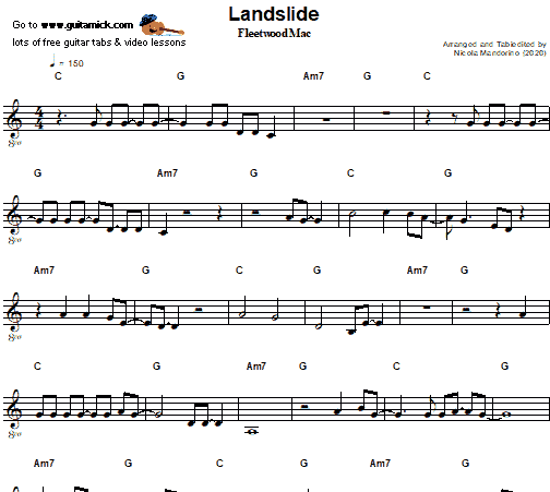 Landslide - Fleetwood Mac | Easy Guitar Sheet Music | PDF