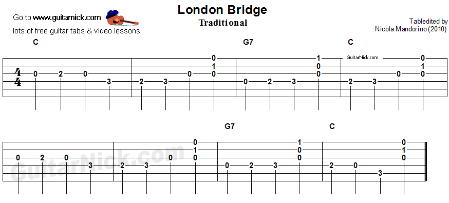 London Bridge - easy guitar tablature 2
