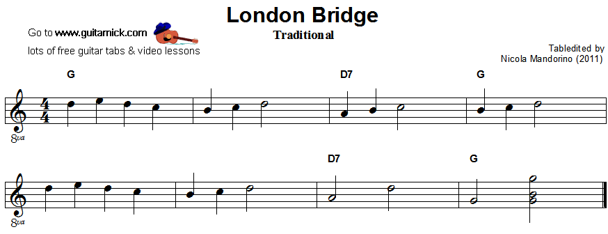 London Bridge - easy guitar sheet music