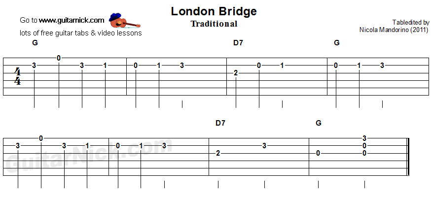 London Bridge - easy guitar tablature