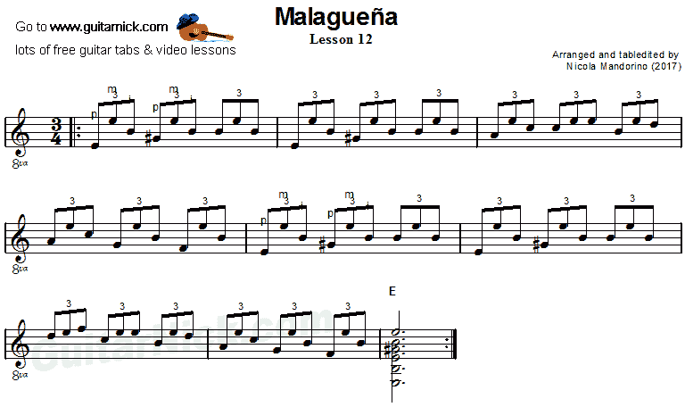Malaguena: guitar sheet music 12