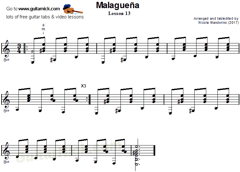 Malaguena: guitar sheet music 13