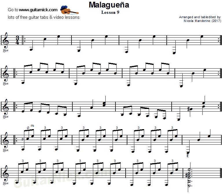 Malaguena: guitar sheet music 9