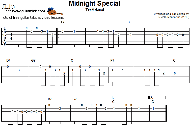 Midnight Special- easy guitar tab