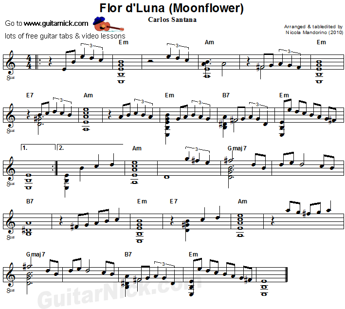 Moonflower - flatpicking guitar sheet music
