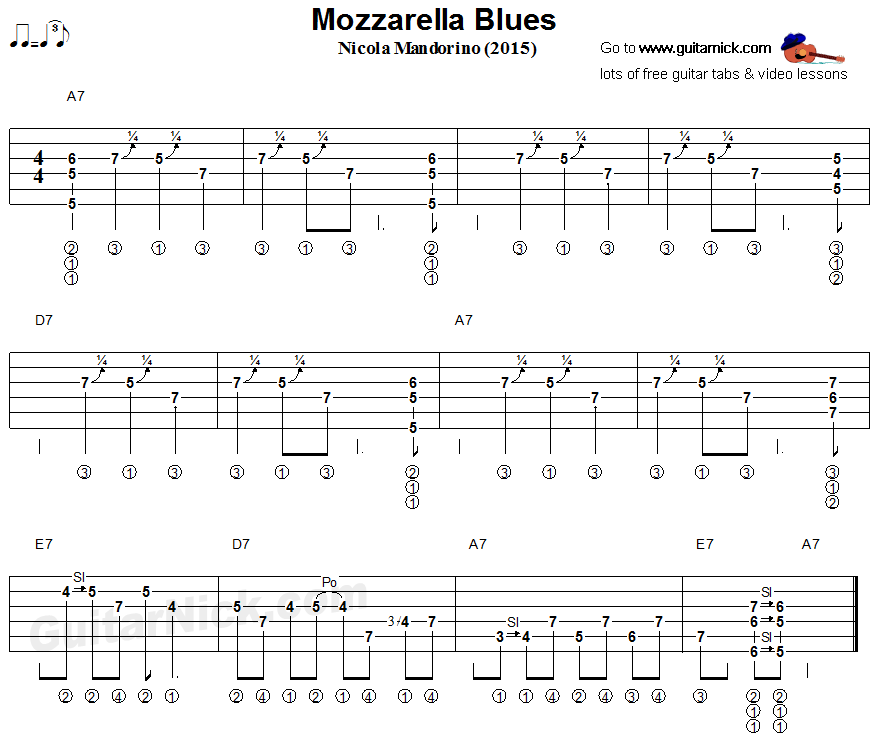 Mozzarella Blues - fingerstyle guitar tablature