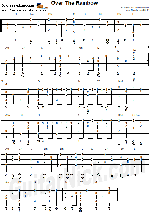 OVER THE RAINBOW - fingerstyle guitar tab