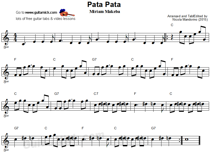 Pata Pata - easy guitar sheet music