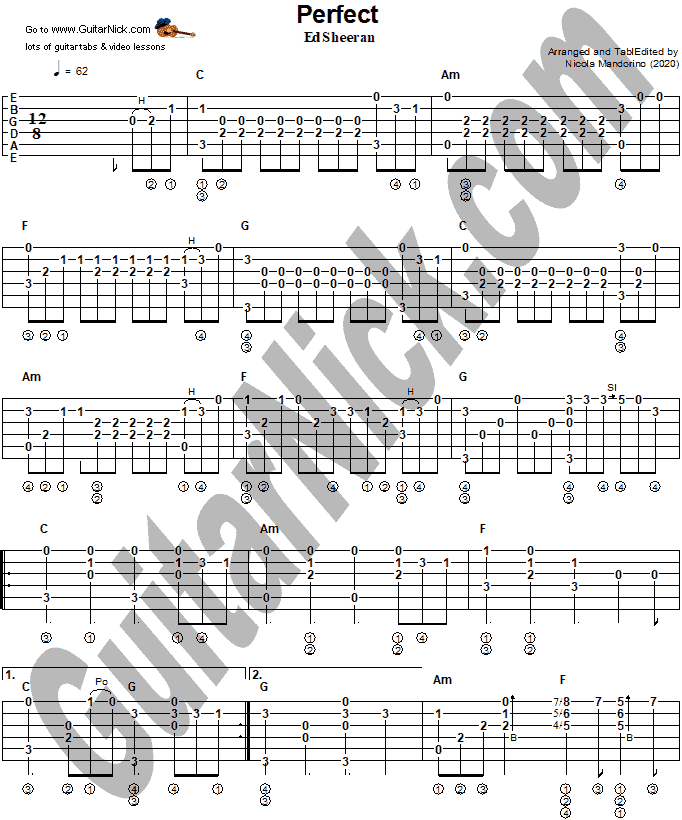 Perfect - Ed Sheeran | Fingerstyle Guitar Tab | PDF