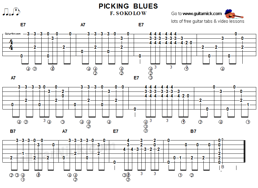Picking Blues - fingerstyle guitar tab