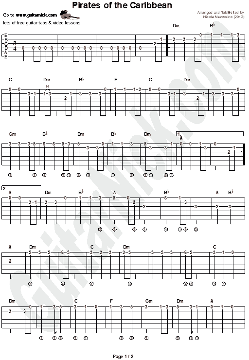 Pirates Of The Caribbean (theme) | Easy Guitar Tab