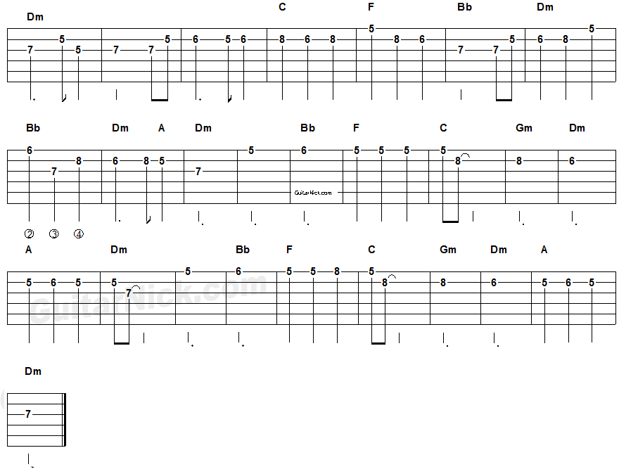 Pirates Of The Caribbean - electric guitar tablature 2