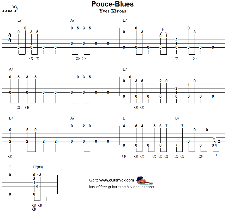 Pouce-Blues - fingerstyle guitar tab