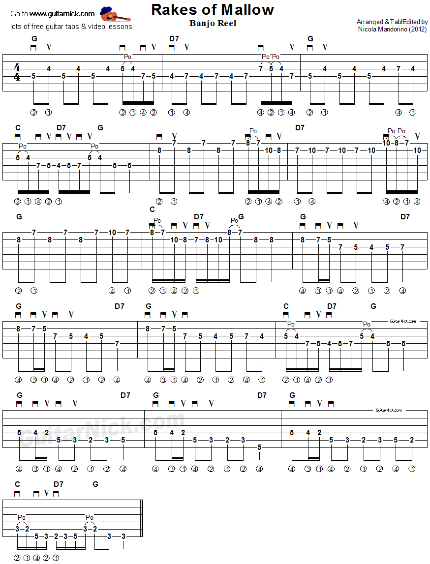 Rakes Of Mallow - guitar tablature