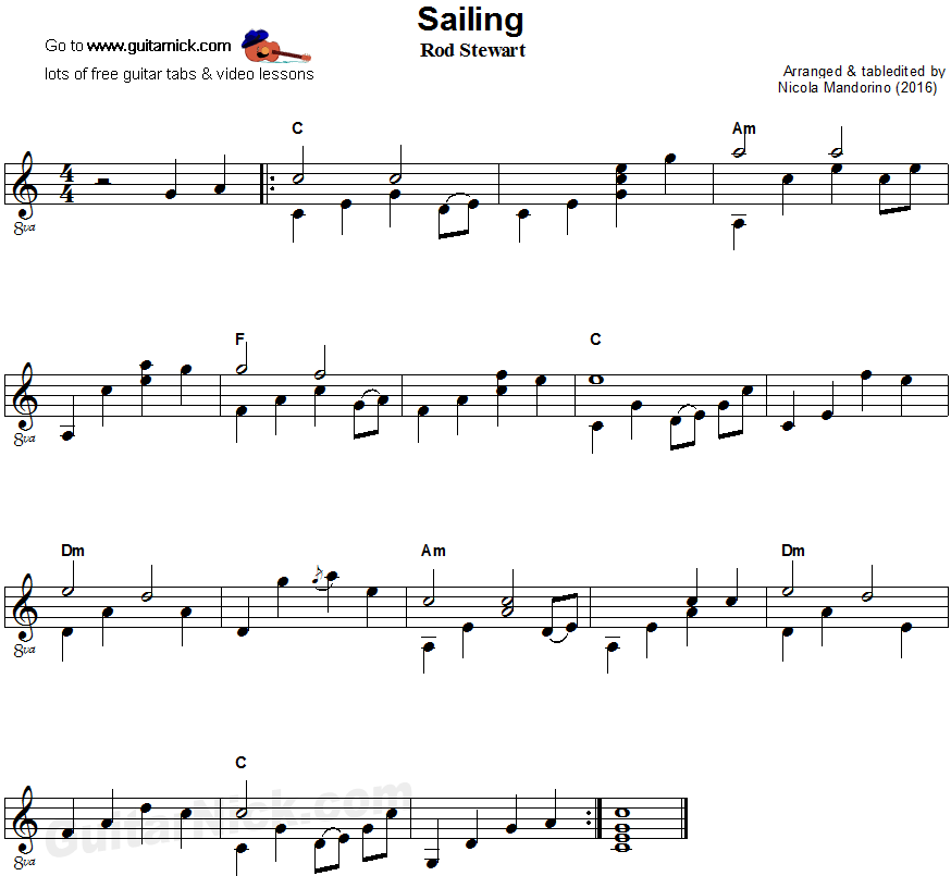 Sailing - fingerstyle guitar sheet music