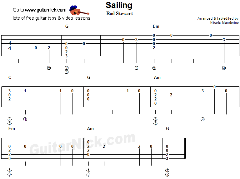 Sailing - flatpicking guitar tab.