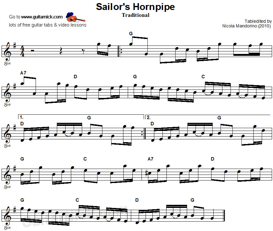 Sailor's Hornpipe - guitar sheet