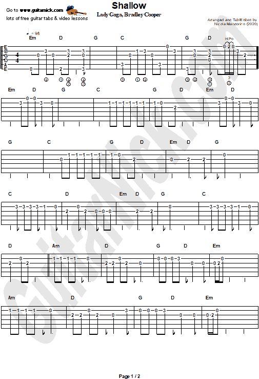 Shallow by Lady Gaga | Easy Guitar Tab