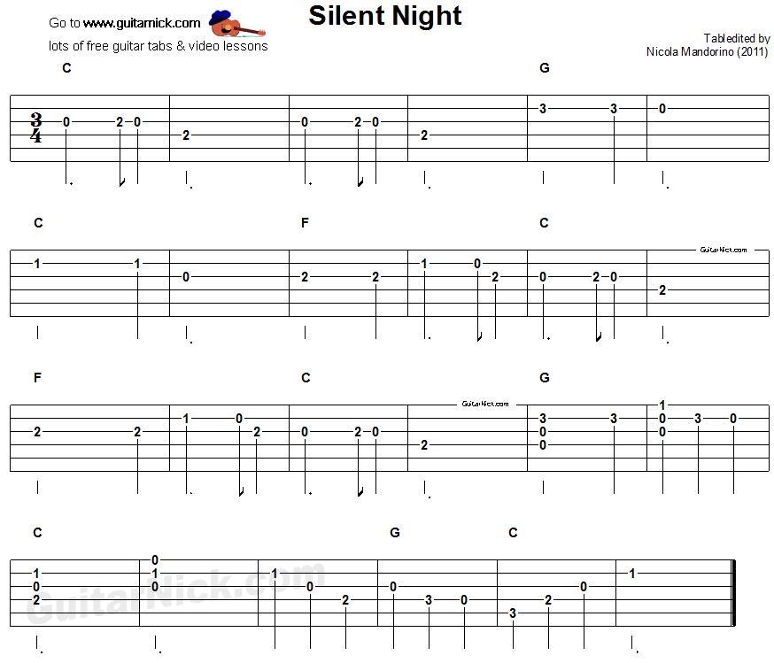 Silent Night - easy guitar tab