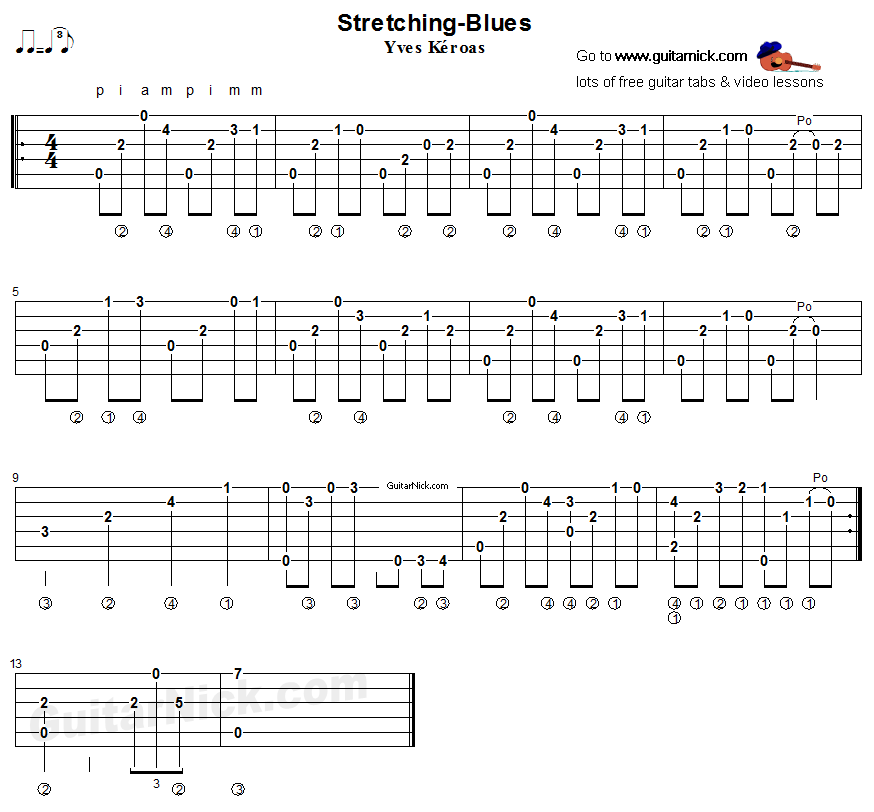 Stretching Blues - fingerstyle guitar tab
