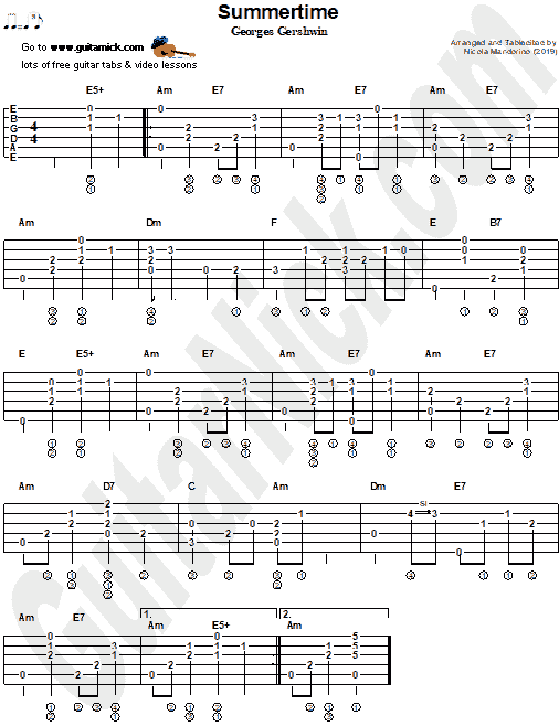 SUMMERTIME - fingerstyle guitar tab