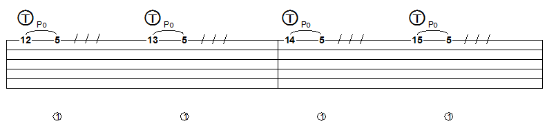 How to play tapping technique on electric guitar, tab 2