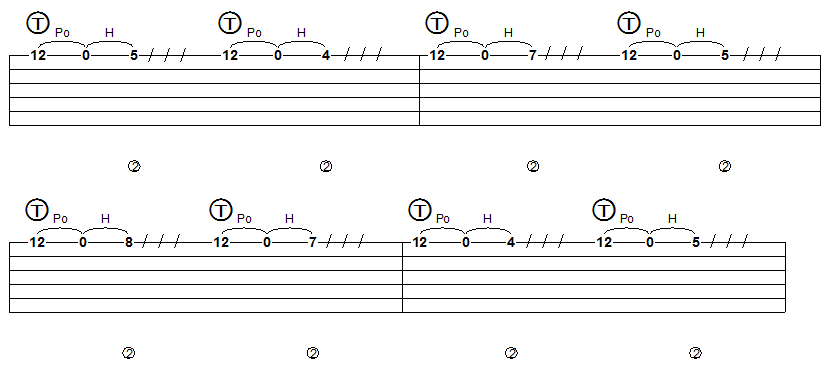 How to play tapping technique on electric guitar, tab 7