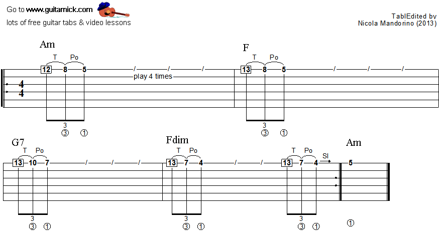 Tapping guitar lesson 14 - tablature