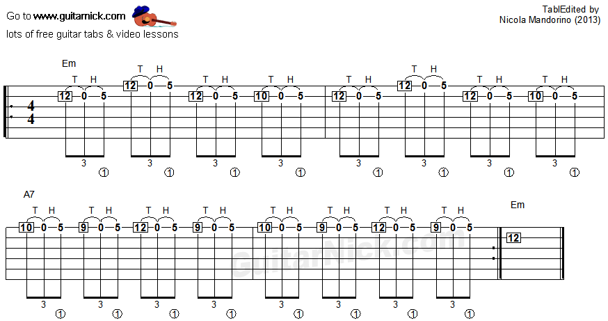 Tapping guitar lesson 15 - tablature