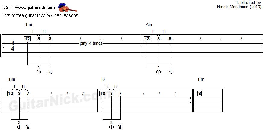 Tapping guitar lesson 19 - tablature