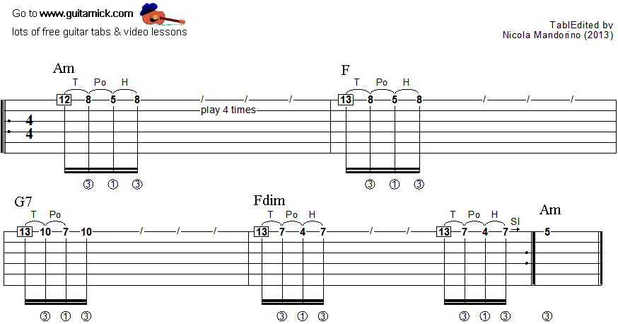 Tapping guitar lesson 20 - tablature