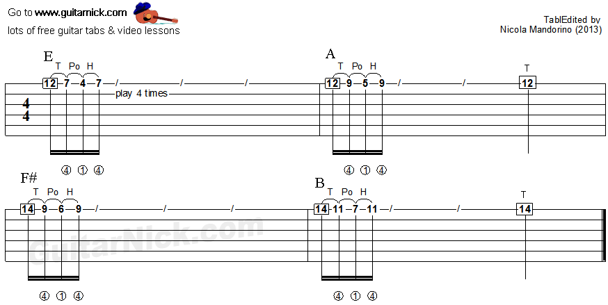 Tapping guitar lesson 21 - tablature