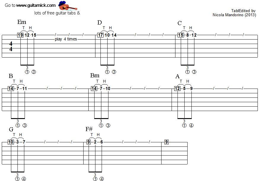 Tapping guitar lesson 29 - tablature