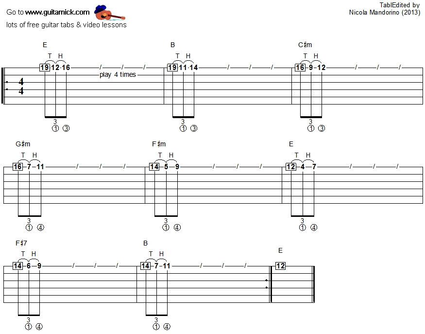 Tapping guitar lesson 31 - tablature