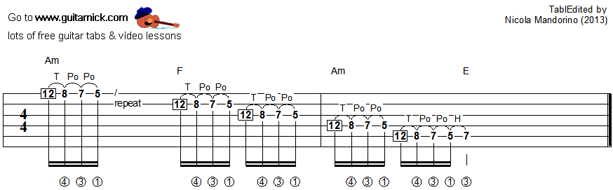 Tapping guitar lesson 34 - tablature