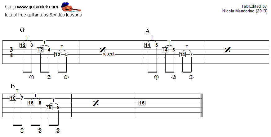 Tapping guitar lesson 37 - tablature