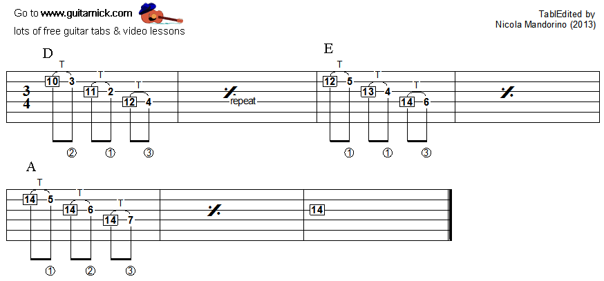 Tapping guitar lesson 38 - tablature
