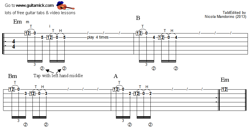 Tapping guitar lesson 41 - tablature