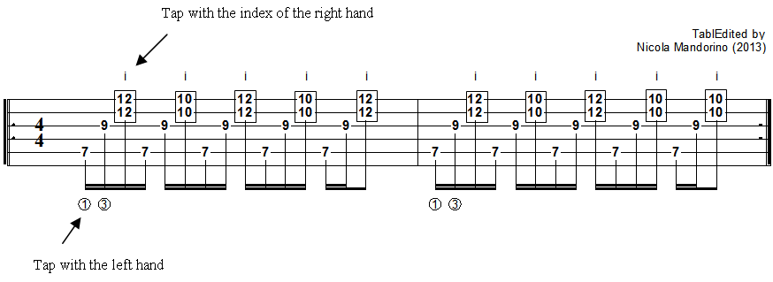 Tapping guitar lesson 42-1 - tablature
