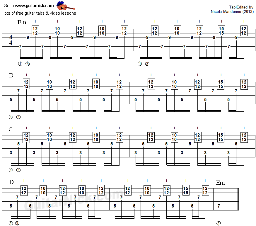 Tapping guitar lesson 42 - tablature