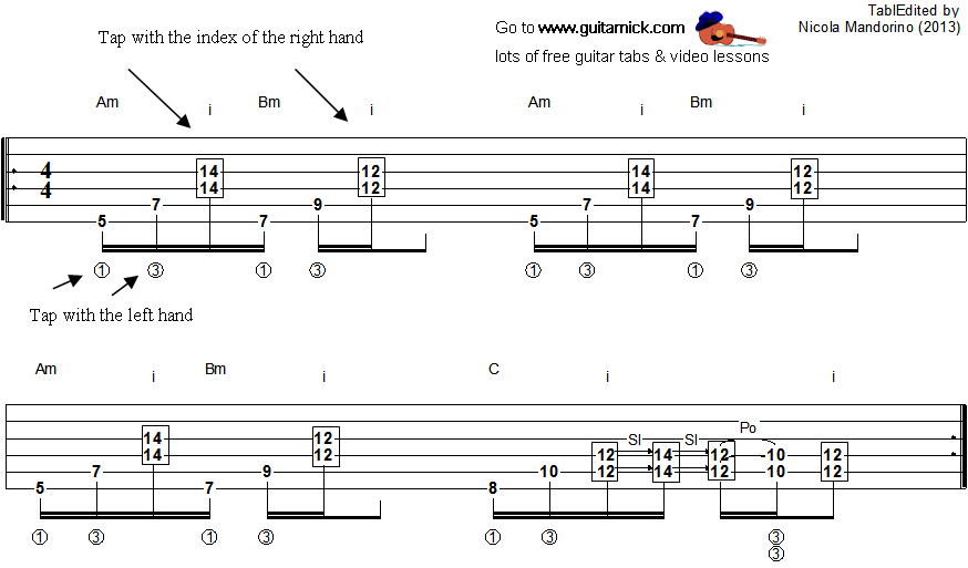 Tapping guitar lesson 43 - tablature