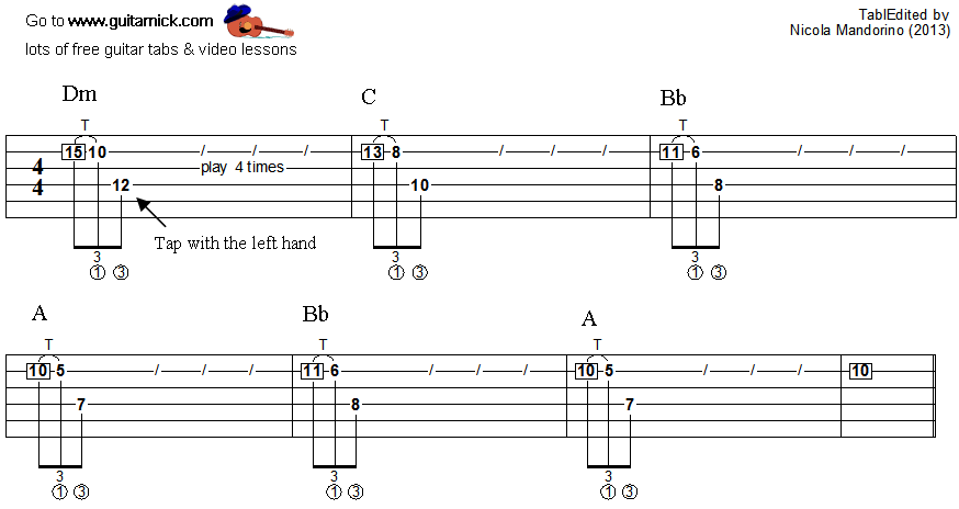 Tapping guitar lesson 45 - tablature