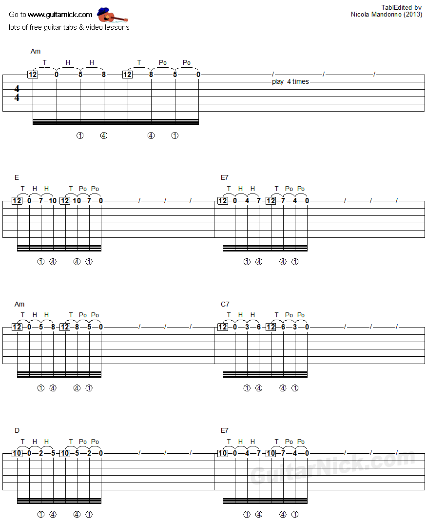 Tapping guitar lesson 49.1 - tablature