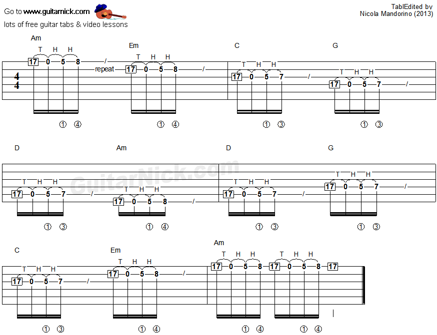 Tapping guitar lesson 9 - tablature