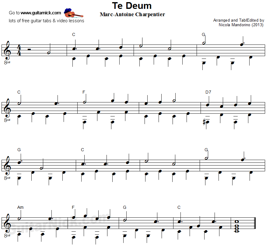 Te Deum - fingerpicking guitar sheet music
